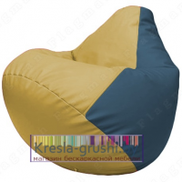 Бескаркасное кресло мешок Груша Г2.3-0803 (охра, синий)